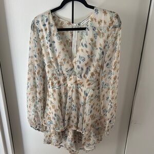 Hello Molly Cream and Blue Romper
